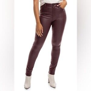 NWT 1822 Denim Burgundy Coated High Rise Skinny Jeans 4/27